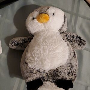 Aurora Baby Penguin Plush Gold Beak Super Soft Toy Lovey Gray White 2018 9-10"